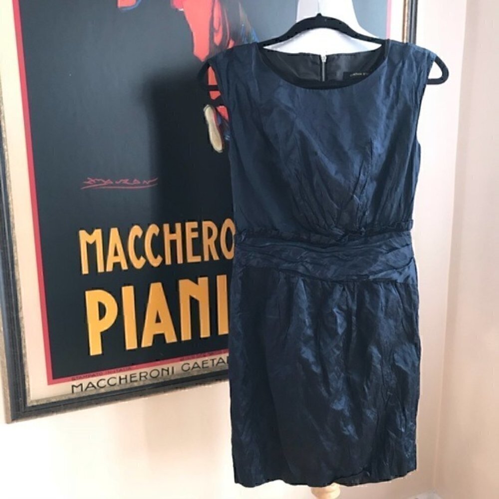 CYNTHIA Steffe: Sleeveless Navy Zipper Dress